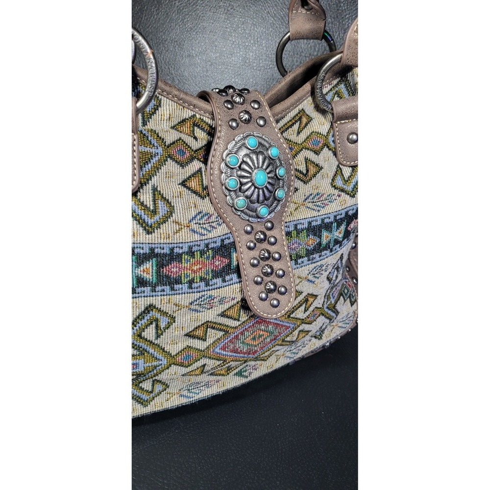 Montana West Purse Aztec Leather Tote Shoulder Bag Western Concealed Womens - Picture 2 of 16